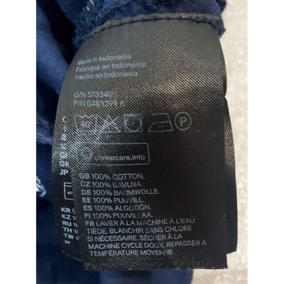 H&M Medium Dark Blue Button Up Shirt Beach  Men's  Streetwear Divided Summer - Picture 8 of 9